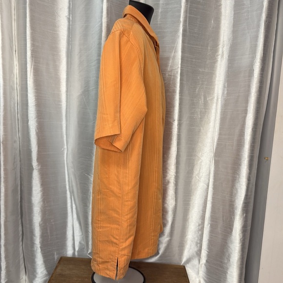 Axist Silk Touch Men’s XL Orange Textured Short Sleeve Button Up Collar Shirt - Picture 3 of 9